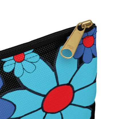 Bloom Flowers Red Flat Pouch