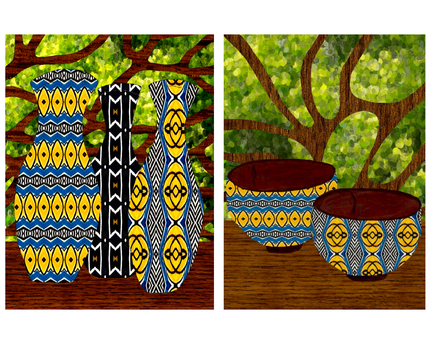 Wall Art Set: Tree Vases & Bowls