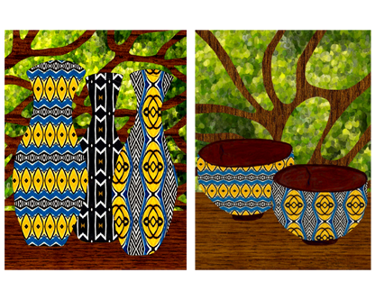 Wall Art Set: Tree Vases & Bowls