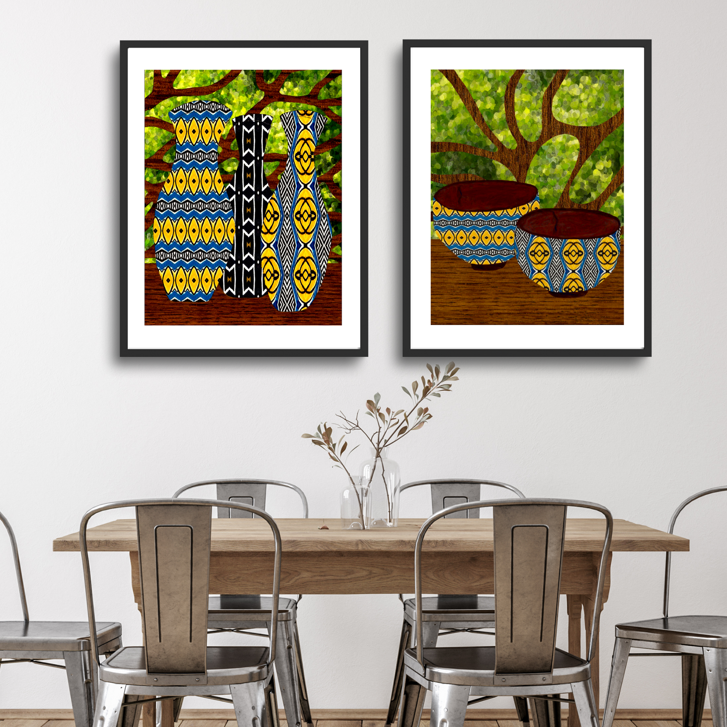 Wall Art Set: Tree Vases & Bowls