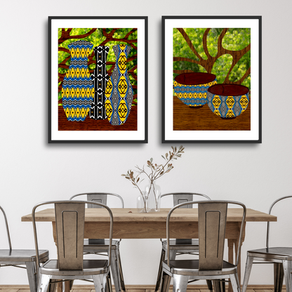 Wall Art Set: Tree Vases & Bowls